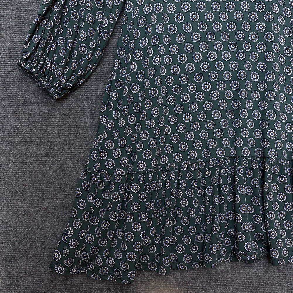 Boden Green Geo Jersey Dress 20/22 V-Neck Stretch Pockets Boho Fall Style - Picture 5 of 10